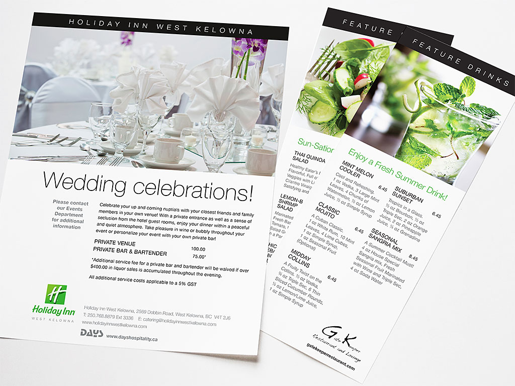 Days Hospitality print communications for Holiday Inn West Kelowna