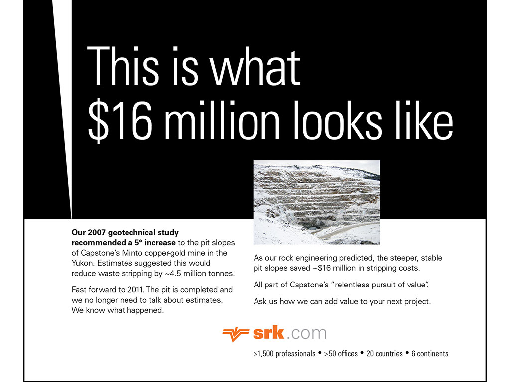 SRK's advertising for cost savings realized through safe, increased pit slopes