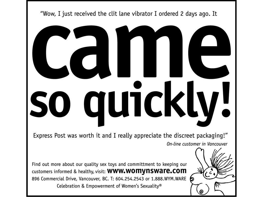 Display ad for Womyns' Ware based on real customer testimonials