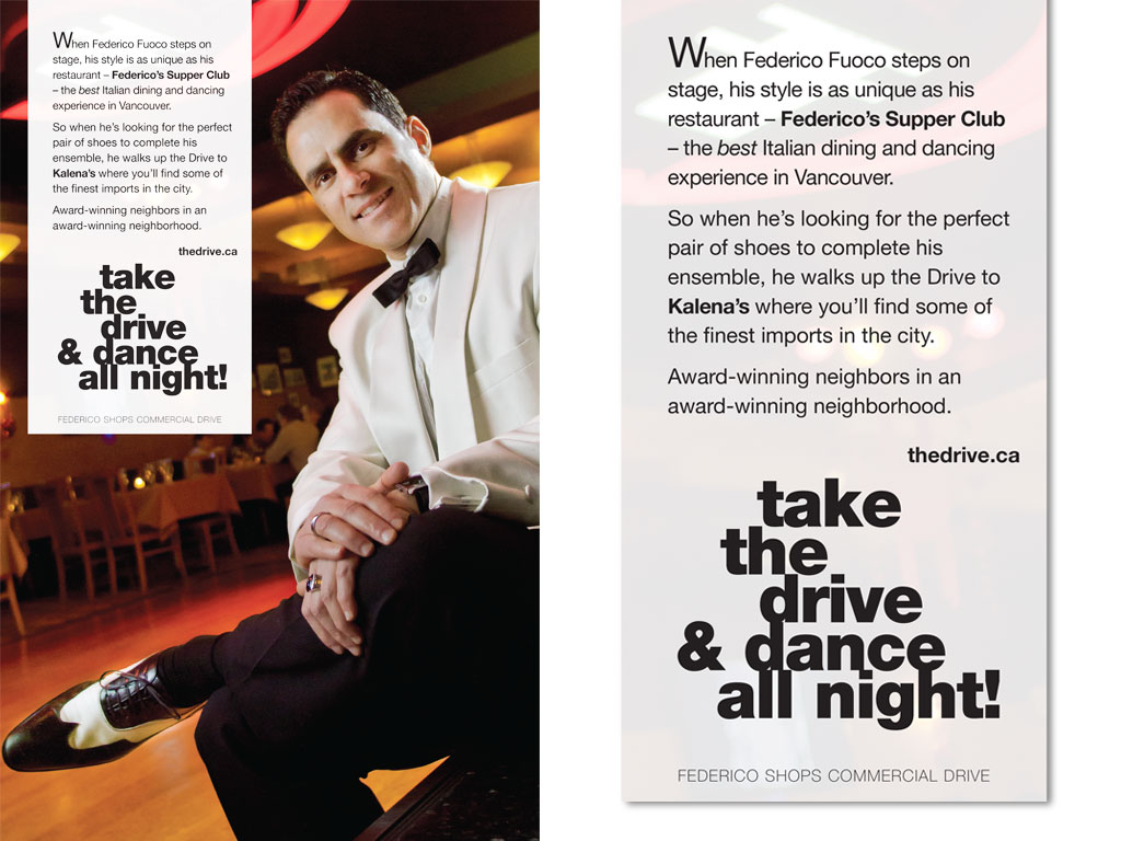 Federico Fuoco in Commercial Drive ad for his supper club
